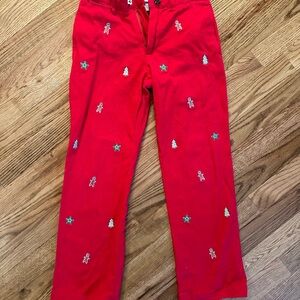 Castaway Bright Red Holiday Embroidered Trousers